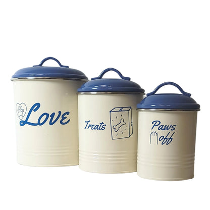 French Blue Pet Food & Treat Storage Canisters