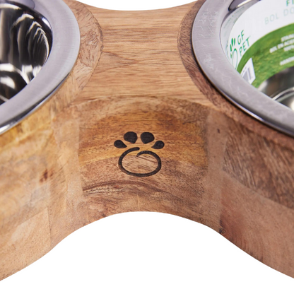 GF Pet® Mango Wood Figure-8 Pet Feeder