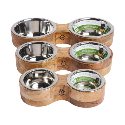 GF Pet® Mango Wood Figure-8 Pet Feeder