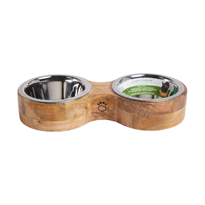 GF Pet® Mango Wood Figure-8 Pet Feeder