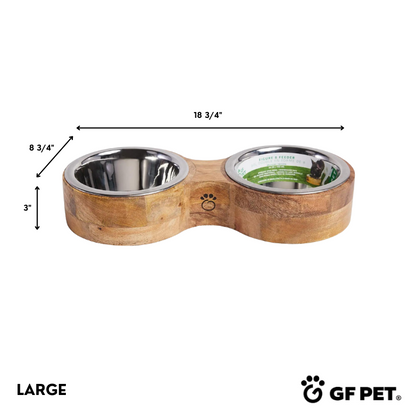 GF Pet® Mango Wood Figure-8 Pet Feeder