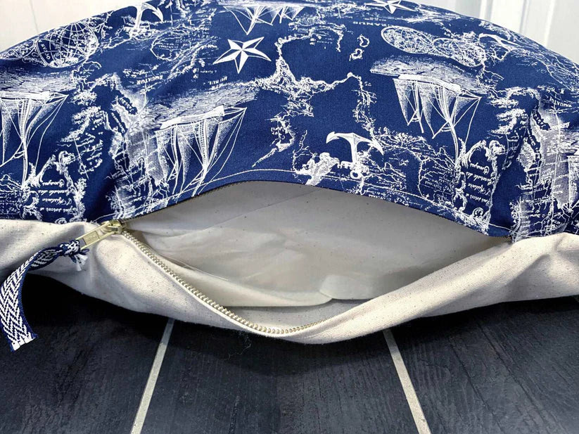 Carta Marina Navy Vintage Nautical Toile Dog Bed