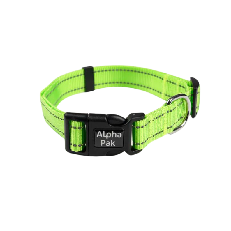 Alpha Pak® Kiwi Green Reflective Dog Collar